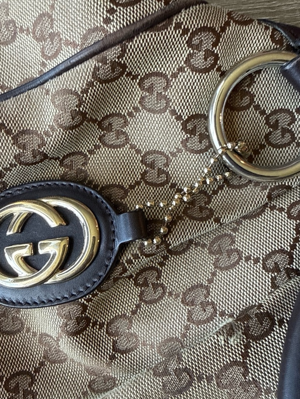 Gucci Beige GG Canvas Tote with Brown Leather Handles - Picture 8 of 8